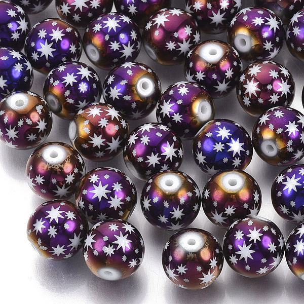 Christmas Electroplate Glass Beads