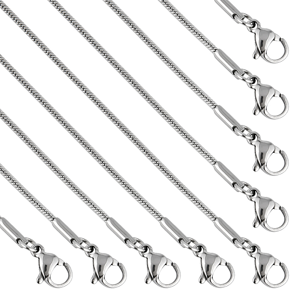 

PandaHall SUNNYCLUE 12Pcs 304 Stainless Steel Round Snake Chain Necklaces, for Beadable Necklace Making, Stainless Steel Color, 23.70 inch...