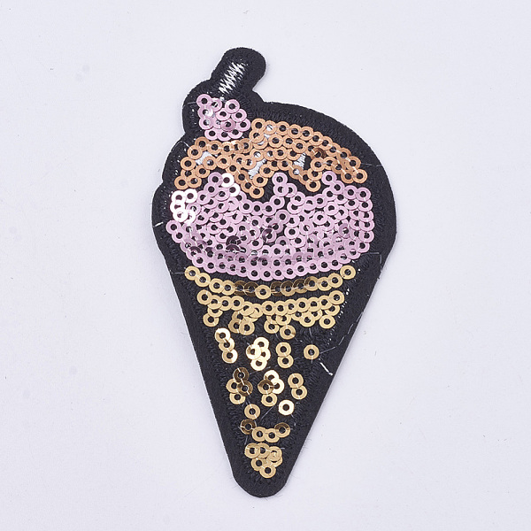 PandaHall Computerized Embroidery Cloth Iron on/Sew on Patches, Costume Accessories, Paillette Appliques, Ice-cream, Colorful, 90x46x1mm...
