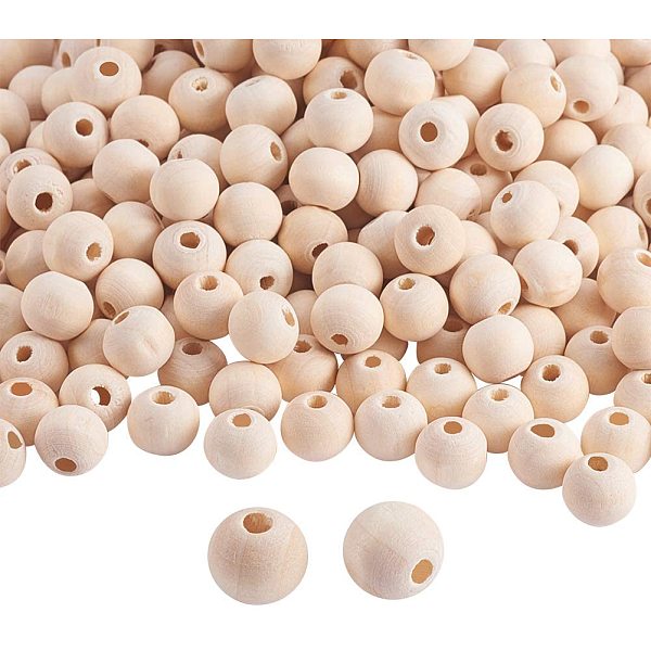 

PandaHall about 500pcs 10mm Natural Round Wooden Beads Assorted Round Wood Ball Loose Spacer Beads for DIY Jewelry Craft Making Home..., Orange