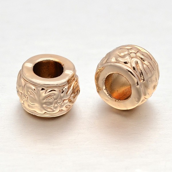 

PandaHall Golden Plated Alloy European Beads, Long-Lasting Plated, Large Hole Barrel Beads, Rose Gold, 8x6mm, Hole: 3.8mm Alloy Barrel