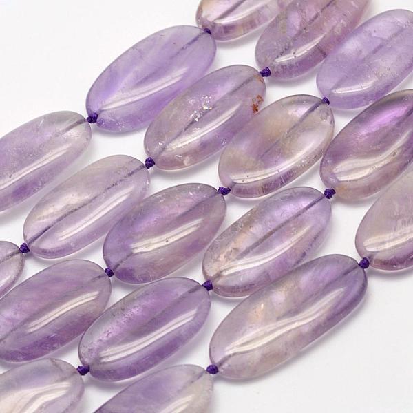 PandaHall Natural Ametrine Beads Strands, Oval, 25~37x16~17.5x5~7mm, Hole: 0.5mm, about 14pcs/strand, 16.1 inch Ametrine Oval