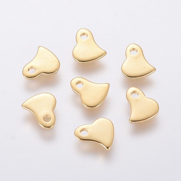 

PandaHall 201 Stainless Steel Charms, Stamping Blank Tag, Heart, Real 24k Gold Plated, 6x6x1mm, Hole: 1mm 201 Stainless Steel Heart