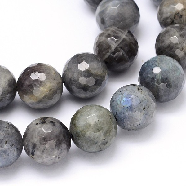

PandaHall Natural Labradorite Round Bead Strands, Faceted, 16mm, Hole: 1mm, about 25pcs/strand, 16 inch Labradorite Round