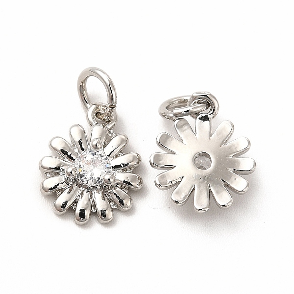 

PandaHall Rack Plating Brass Cubic Zirconia Flower Pendants, with Jump Ring, Cadmium Free & Lead Free, Daisy Charm, Platinum, 11.5x9x3.5mm..., Clear