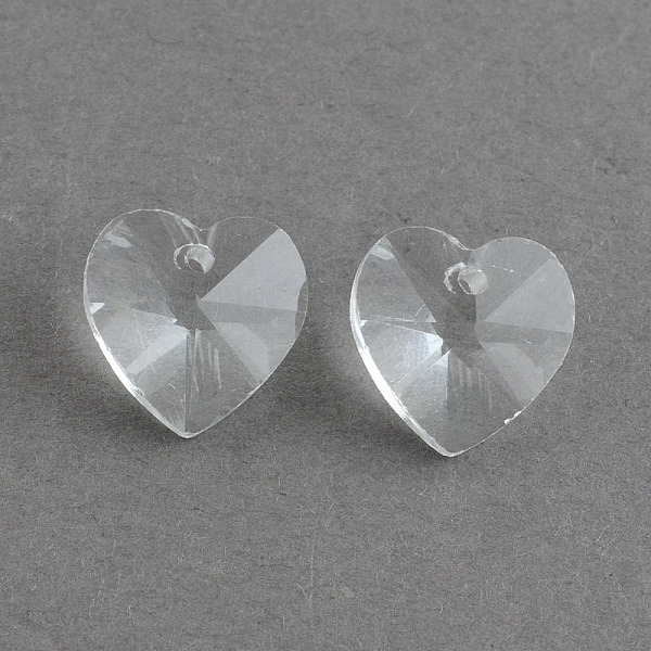

PandaHall Transparent Glass Heart Pendants, Faceted, Clear, 14x14x8mm, Hole: 1.5mm Glass Heart Clear