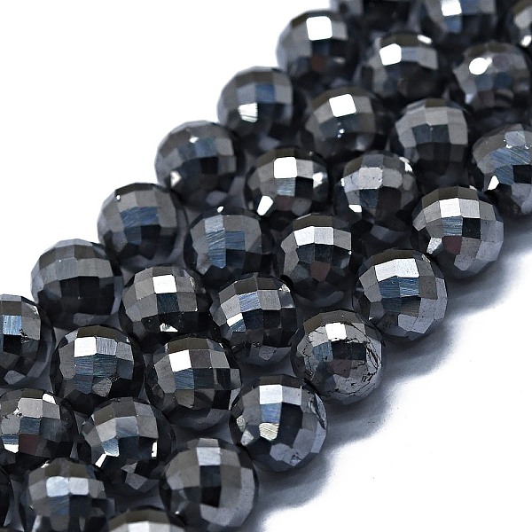 

PandaHall Natural Terahertz Stone Beads Strands, Faceted(64 Facets), Round, 6mm, Hole: 0.8mm, about 62~67pcs/strand, 15.16~15.55 inch...