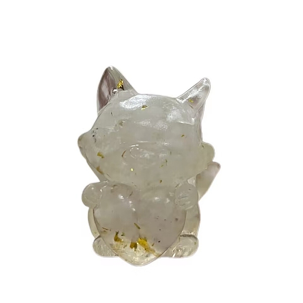 

PandaHall Resin Fox with Heart Display Decoration, with Natural Quartz Crystal Chips inside Statues for Home Office Decorations, 30x25x40mm...