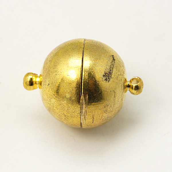 

PandaHall Round Brass Magnetic Clasps with Loops, Golden, 19x12mm, Hole: 2mm Brass Round