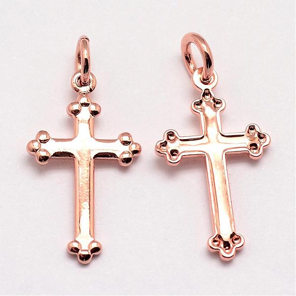 

PandaHall Brass Pendants, Cross, Cadmium Free & Nickel Free & Lead Free, Real Rose Gold Plated, 18x10x1mm, Hole: 3mm Brass Cross