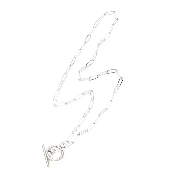 

PandaHall Unisex 304 Stainless Steel Paperclip Chain Necklaces, with Toggle Clasps, Stainless Steel Color, 17.71 inch(45cm) 304 Stainless...