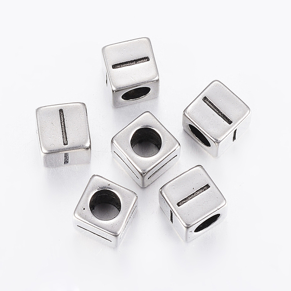 

PandaHall 304 Stainless Steel Large Hole Letter European Beads, Cube with Letter.I, Antique Silver, 8x8x8mm, Hole: 5mm 304 Stainless Steel...