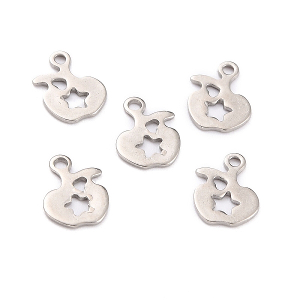 

PandaHall 201 Stainless Steel Charms, Apple with Star, Stainless Steel Color, 10.5x7.5x0.8mm, Hole: 1.2mm 201 Stainless Steel Fruit