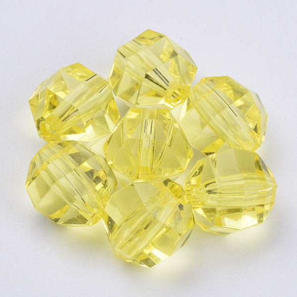 

PandaHall Transparent Acrylic Beads, Faceted, Round, Yellow, 10x10mm, Hole: 1.8mm, about 940pcs/500g Acrylic Round Yellow