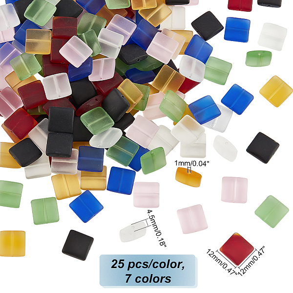 Pandahall Elite 175 Stück 7 Farben Transparente Milchglasperlen-Sets