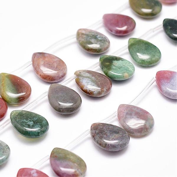 

PandaHall Natural Indian Agate Beads Strands, Top Drilled Beads, Flat Teardrop, 20x15x6mm, Hole: 1.2mm, about 20pcs/strand Indian Agate...