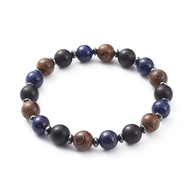 

PandaHall Natural Gemstone Stretch Bracelets, with Non-Magnetic Synthetic Hematite Beads and Wood Beads, Round & Abacus, 2 inch(5.2cm) Mixed...