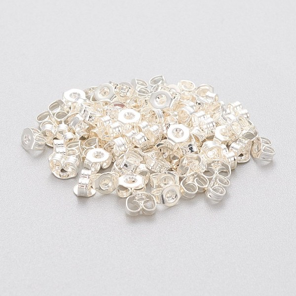 

PandaHall 304 Stainless Steel Ear Nuts, Butterfly Earring Backs for Post Earrings, Silver, 4x3x2mm, Hole: 0.8mm 304 Stainless Steel