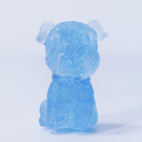 

PandaHall Resin Craft Display Decorations, with Natural Aquamarine Chip, Schnauzer Dog Figurine, for Home Feng Shui Ornament, 42x26x28mm...