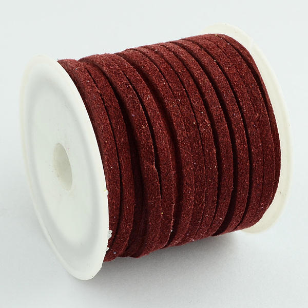

PandaHall Faux Suede Cord, Faux Suede Lace, Dark Red, 4x1.5mm, about 5.46 yards(5m)/roll, 25rolls/bag Faux Suede Red