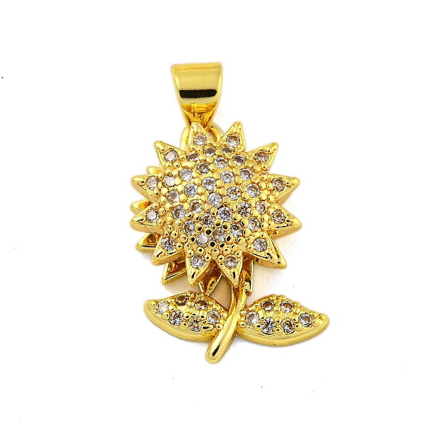

PandaHall Real 18K Gold Plated Brass Micro Pave Cubic Zirconia Pendants, Sunflower, Clear, 18.5x14.5x6mm, Hole: 3.5x3mm Brass+Cubic Zirconia...