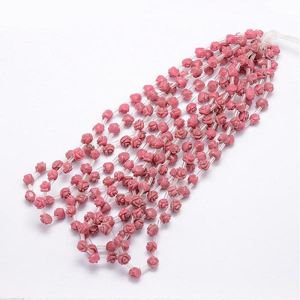 

PandaHall Natural Rhodonite Beads, Rose, 10x5~9mm, Hole: 1mm Rhodonite Flower