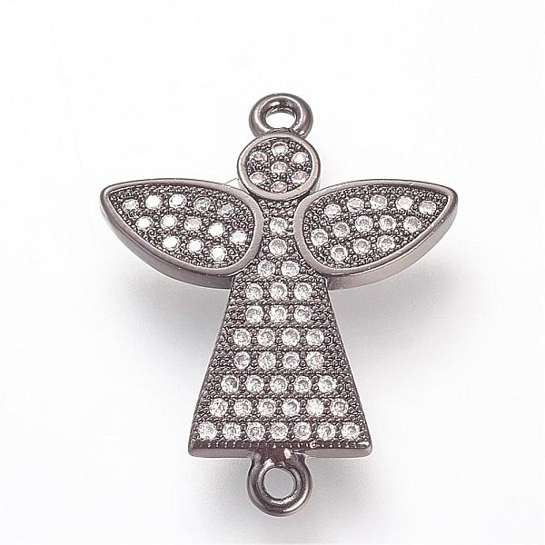 

PandaHall Long-Lasting Plated Brass Micro Pave Cubic Zirconia Links, Angel, Gunmetal, 23.5x19x2mm, Hole: 1.4mm Brass+Cubic Zirconia Angel &...