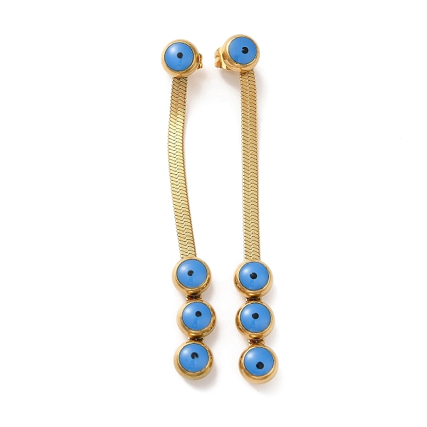 

PandaHall Vacuum Plating 304 Stainless Steel Chains Dangle Stud Earrings, Epoxy Evil Eye Long Drop Earrings, Golden, 55x6mm 304 Stainless...