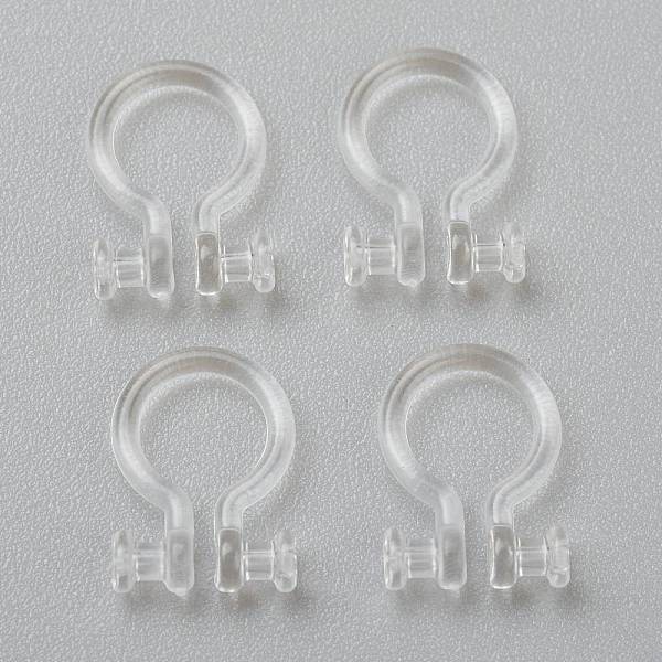 

PandaHall Plastic Clip-on Earring Findings, for Non-pierced Ears, Clear, Hole: 0.6mm, 11x8x1.2mm Plastic Clear
