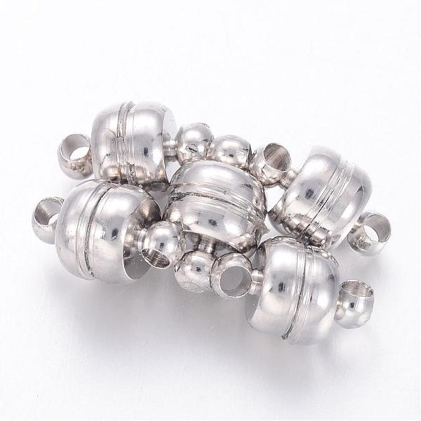 

PandaHall Brass Magnetic Clasps with Loops, Oval, Platinum, 11x7mm, Hole: 1.5mm Brass Oval