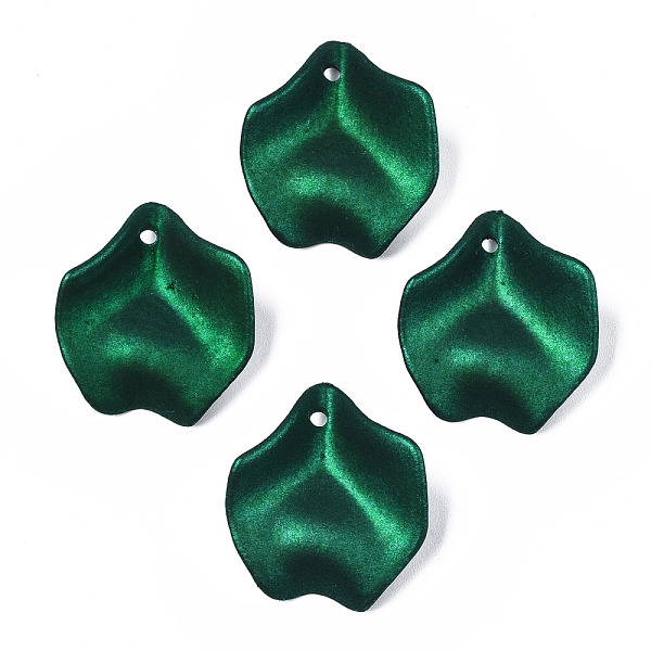 

PandaHall Rubberized Style Opaque Acrylic Pendants, Petal, Sea Green, 26.6x23.9x8.5mm, Hole: 1.8mm Acrylic Petaline