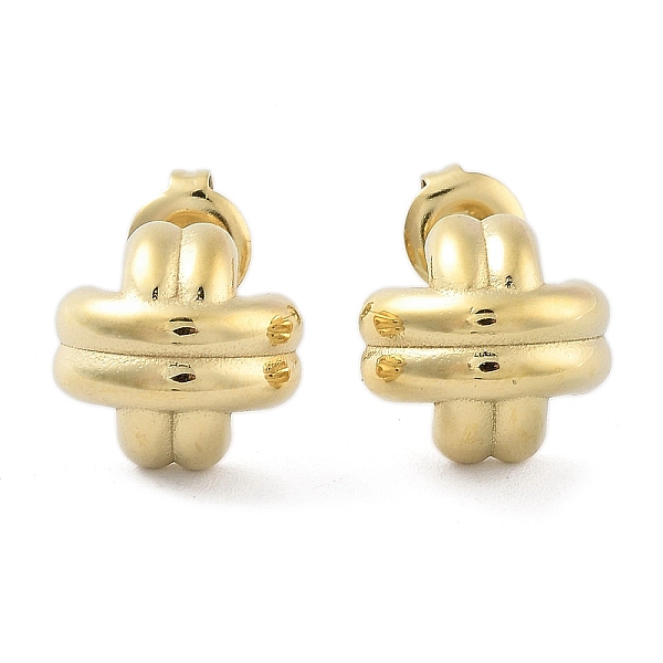 

PandaHall 304 Stainless Steel Arch Stud Earrings, Cross, Real 14K Gold Plated, 12x11.5mm 304 Stainless Steel Cross