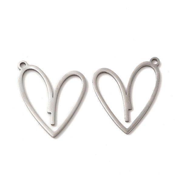 

PandaHall 304 Stainless Steel Pendants, Heart Charm, Stainless Steel Color, 27x24x1.5mm, Hole: 2mm 304 Stainless Steel Heart