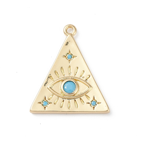

PandaHall Rack Plating Brass Pendants, with Synthetic Turquoise, Triangle with Eye Charms, Long-Lasting Plated, Cadmium Free & Lead Free...