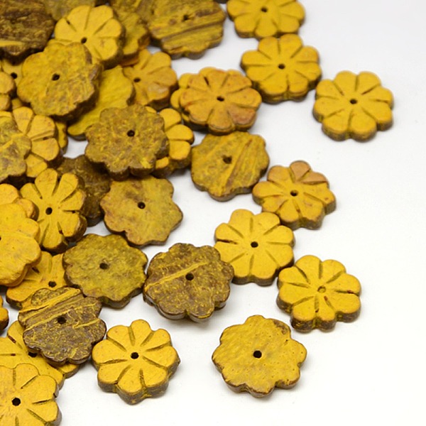 

PandaHall Dyed Wood Jewelry Findings Coconut Flower Beads, Yellow, 20x3mm, Hole: 1mm Coconut Flower Yellow