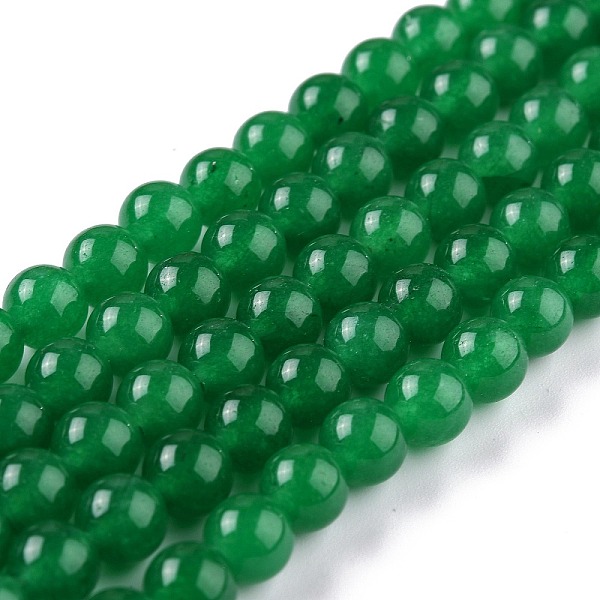 

PandaHall Natural White Jade Beads, Round, Dyed, Sea Green, 6mm, Hole: 1mm, about 58~61pcs/strand, 37.5~38.5cm White Jade Round