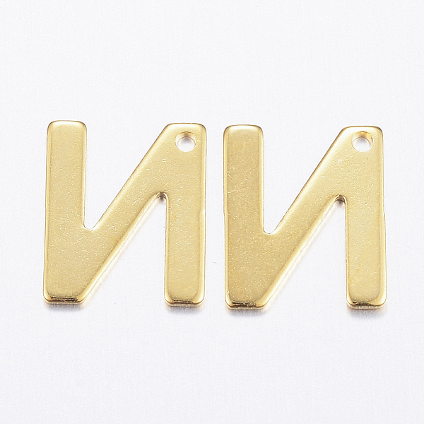 

PandaHall 304 Stainless Steel Charms, Letter.N, Real 18K Gold Plated, 11x9x0.8mm, Hole: 1mm 304 Stainless Steel Letter