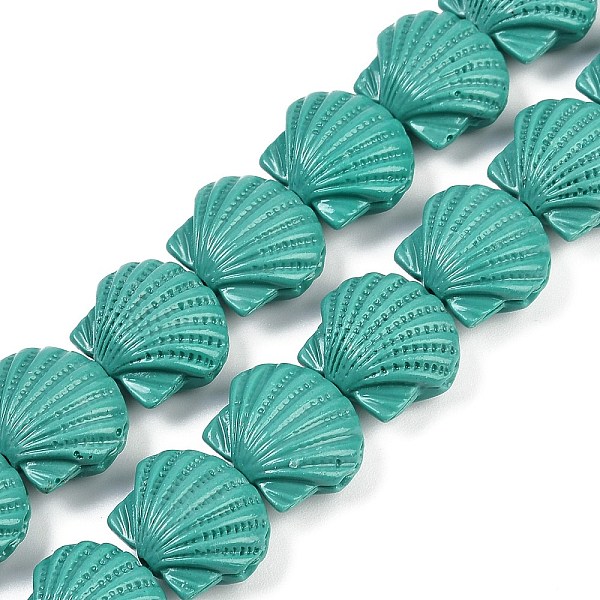 Brins de perles sculptées teintées en corail synthétique