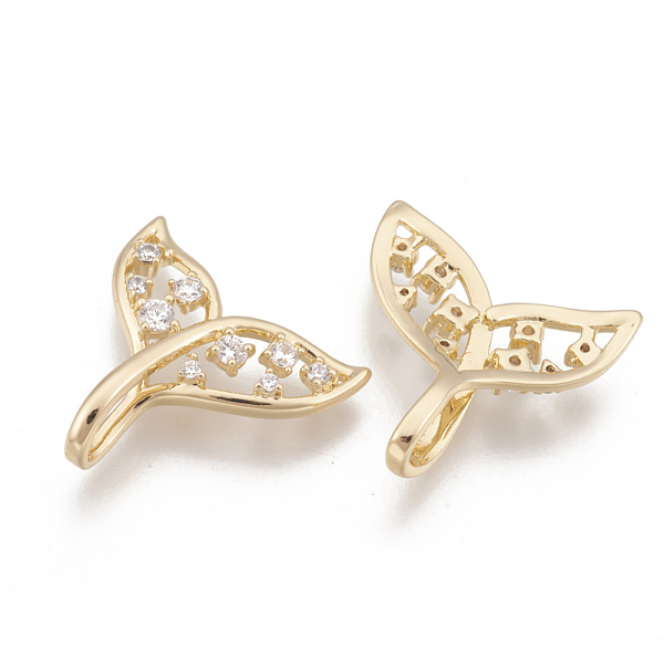 

PandaHall Brass Cubic Zirconia Pendants, Whale Tail Shaped, Nickel Free, Real 18K Gold Plated, 18x18x5mm, Hole: 7x3mm Brass+Cubic Zirconia..., Clear