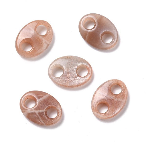 

PandaHall Natural Sunstone Connector Charms, Pig Nose, 25x18x6.5mm, Hole: 6mm Sunstone Oval