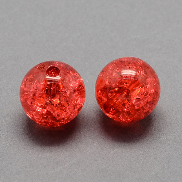 

PandaHall Transparent Crackle Acrylic Beads, Round, Red, 8mm, Hole: 2mm, about 1890pcs/500g Acrylic Round Red