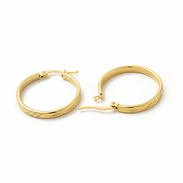 

PandaHall 201 Stainless Steel Leaf Pattern Hoop Earrings with 304 Stainless Steel Pins for Women, Golden, 27x30x2mm, Pin: 0.6x1mm 201...