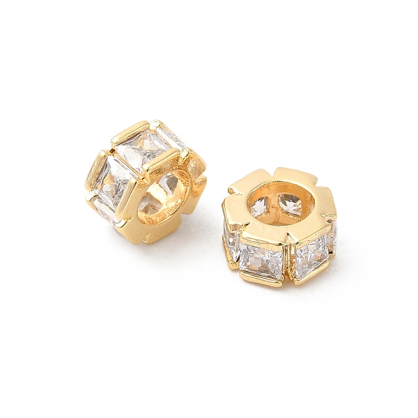 

PandaHall Brass Micro Pave Cubic Zirconia Beads, Flat Round, Real 18K Gold Plated, 6.5x3.5mm, Hole: 3.5mm Brass+Cubic Zirconia Flat Round..., Clear