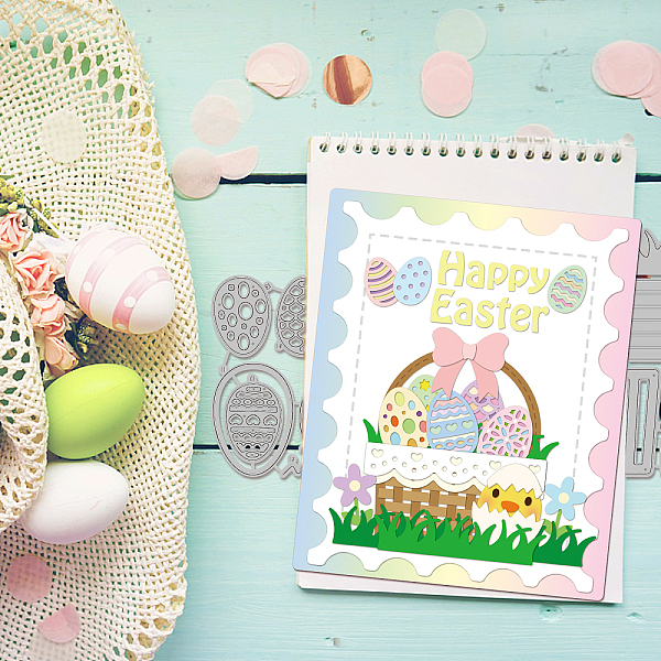 

PandaHall GLOBLELAND 2Pcs Easter Eggs Chick Paw Cutting Dies Metal Flower Basket Die Cuts Embossing Stencils Template for Paper Card Making...