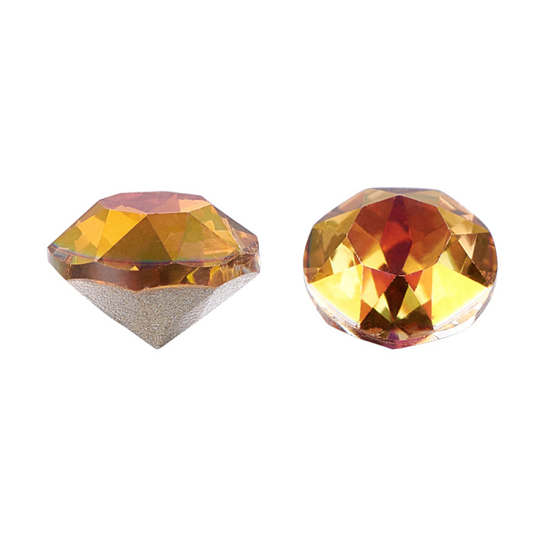 

PandaHall K9 Glass Rhinestone Cabochons, Pointed Back & Back Plated, Faceted, Diamond, Copper, 4~4.1x2.5mm Glass Rhinestone Diamond Orange