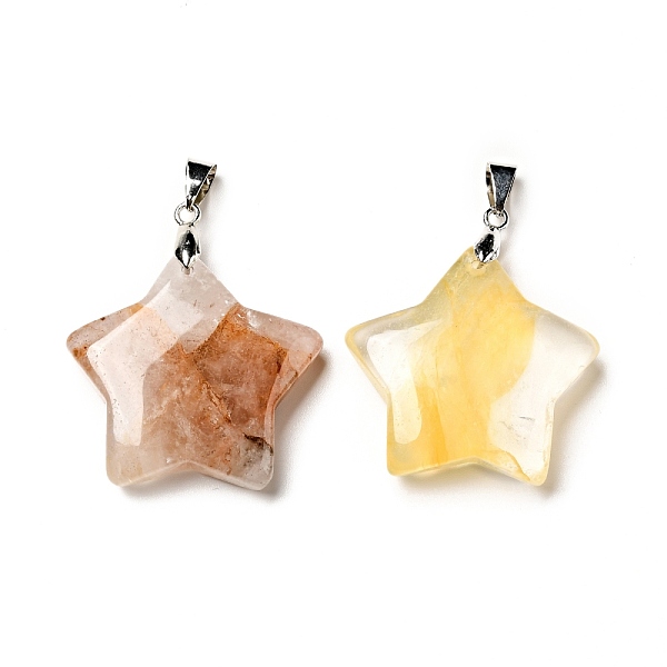 

PandaHall Natural Mixed Gemstone Pendants, with Platinum Tone Brass Findings, Star Charm, 29x30x8mm, Hole: 6x4mm Mixed Stone Star