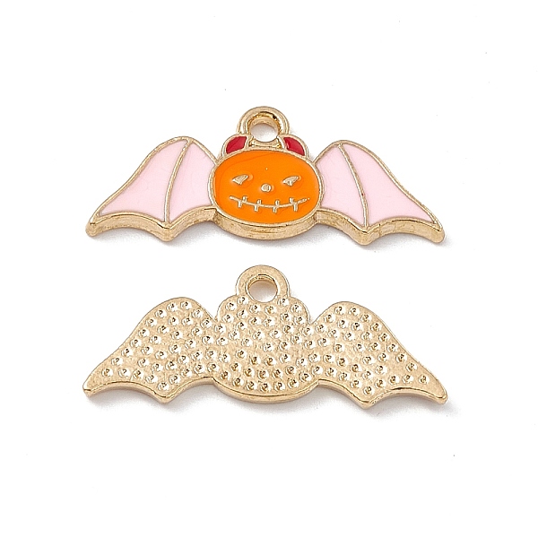 

PandaHall Alloy Enamel Pendants, Bat Charm, Golden, Pink, 11x26x1.5mm, Hole: 1.8mm Alloy+Enamel Bat Pink