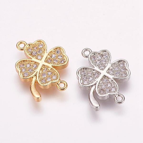 

PandaHall Brass Micro Pave Cubic Zirconia Links, Clover, Mixed Color, 14.5x16.5x2mm, Hole: 1mm Brass+Cubic Zirconia Clover Multicolor