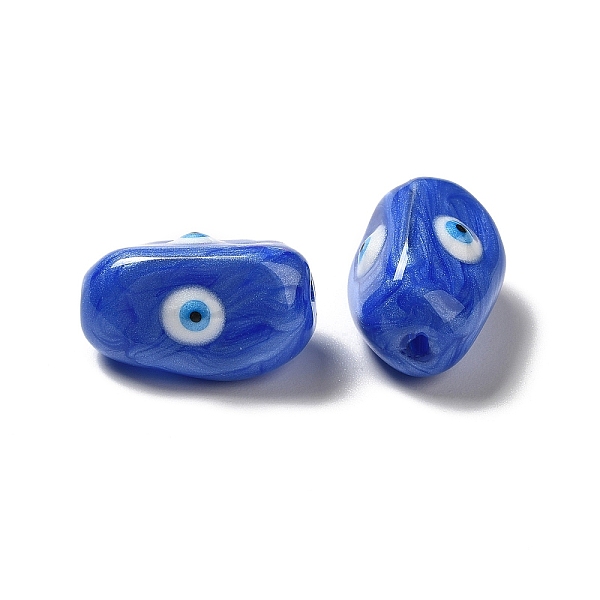 

PandaHall Opaque Glass Beads, with Enamel, Oval with Evil Eye, Blue, 19~20x10.5~13x10~11mm, Hole: 1.4mm Glass Oval Blue