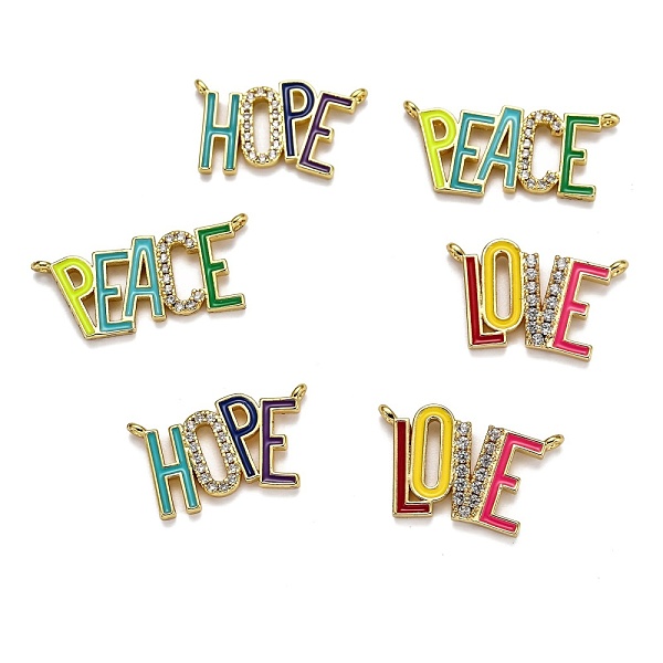

PandaHall Brass Clear Cubic Zirconia Pendants, with Enamel, Long-Lasting Plated, Real 18K Gold Plated, Word with Love, Mixed Color..., Multicolor